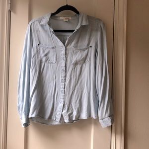 Baby blue button up long sleeve shirt